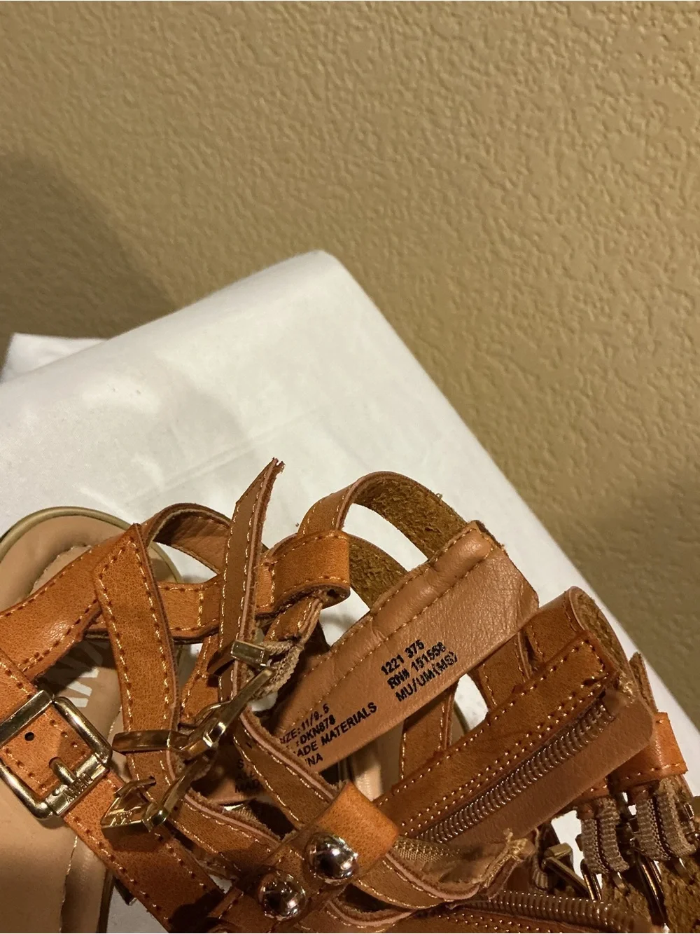 DKNY Studded Strappy Sandals in Tan/Cognac